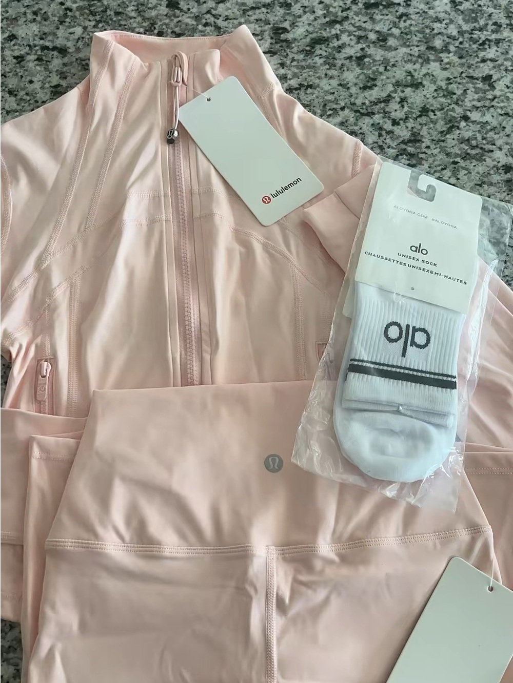 Lululemon Light Pink Zip-Up Jacket & shorts Set